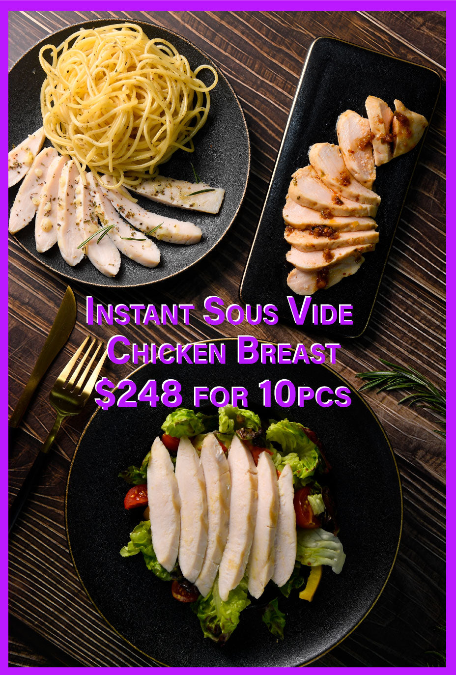 即食慢煮無激素雞胸100克 - $248 任選10件 ($24.8/件)     Instant Sous Vide Chicken Breast 100g - $248 for 10 pcs ($24.8/pc)